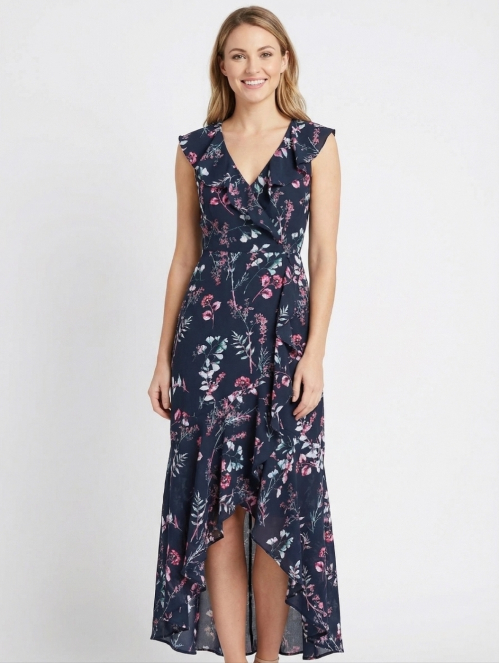 💥NWT💥 BANANA REPUBLIC RUFFLE MAXI DRESS SZ XS 0 RV $159!